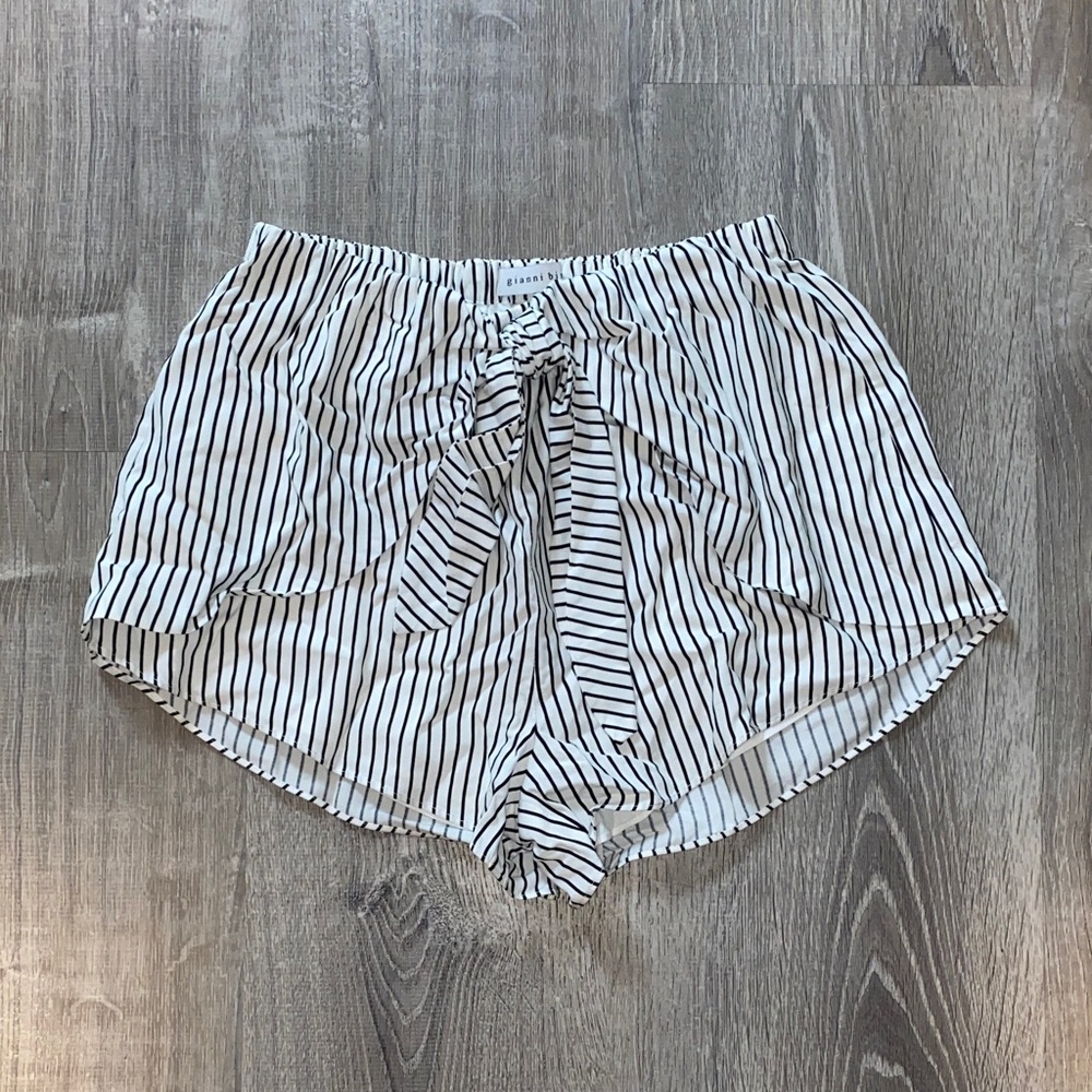 Gianni Bini Black and White Striped High Waist Shorts